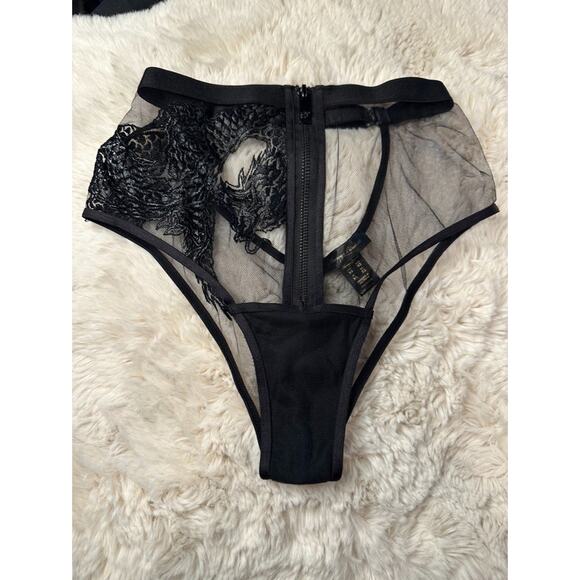 Honey Birdette LISBETH🖤🐉 Black Dragon High Waist Brief XS - Picture 2 of 5